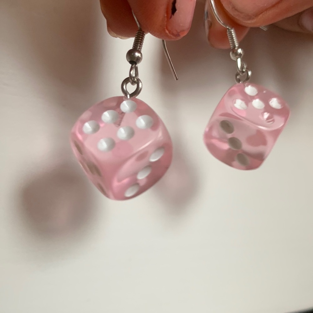 Dice earrings .